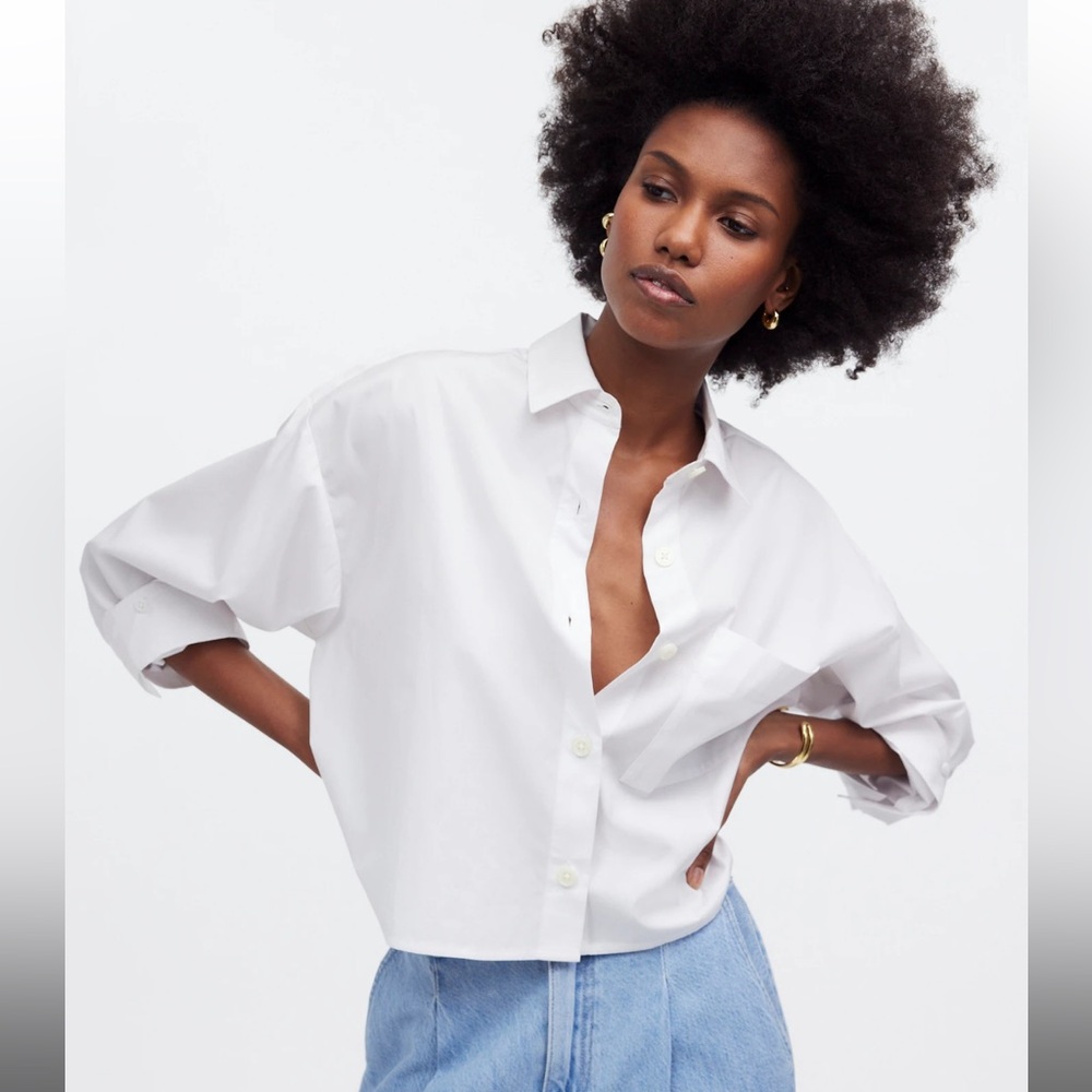 Cropped Madewell White Button Down